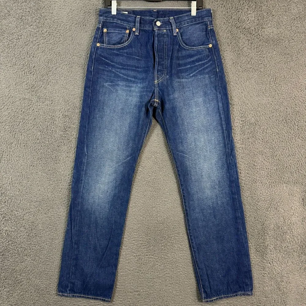 Levis 501 Lot 93 Jeans Mens 32x32 Blue Straight Fit Dark Wash Premium Denim